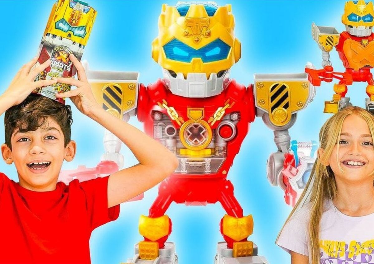Kids creators with a giant Treasure X robot